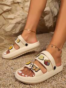 最新时尚女士柔软厚底 EVA 拖鞋，豹纹、蝴蝶和花朵图案，舒适夏季户外/室内浴室防滑拖鞋