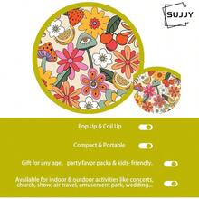 4 Pack Retro Hippie Hand Fan Foldable MultiRole Round Fans For Travel Events Graduation Indoor Outdoor Joyful RR8 - Colorful - View 3