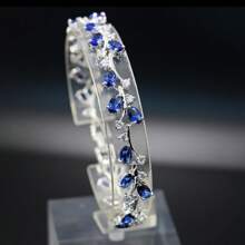 Elegante brazalete multicapa incrustad0 con circonita cúbica con diseño floral, de ramas y flores de ciruelo, de moda y versátil para salidas de verano, accesorio brillante, regalo perfecto para el Día de la Madre, fiesta de graduación