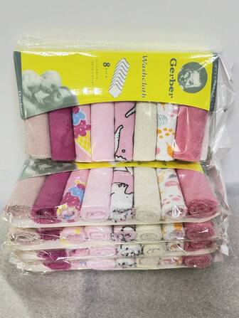 Set de 8 toallas suaves para bebé, toallas de baño para bebé, toallas para niños (Nota: talla grande de 100 patrones florales, los patrones no se muestran en la imagen, se enviarán patrones surtidos al azar)