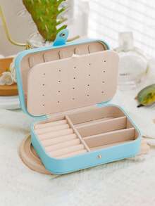 1 件珠宝收纳盒，PU 皮革珠宝展示盒，双层防水珠宝收纳盒，优雅珠宝盒，适用于耳环、戒指、项链、手链、化妆包，圣诞节、万圣节、节日礼物，送给她的生日礼物 - 彩色 - 查看 17