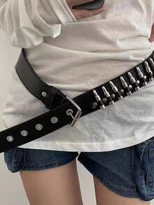 3/2/1皮带新款美式时尚子弹镶嵌腰带女装个性朋克装饰腰带ins网红风格礼物送父母朋友情侣情侣款