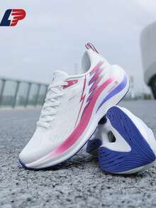 LPMX 1 双女式跑步鞋耐磨运动鞋健身房足弓支撑透气轻便舒适坚固支撑碳板步行训练系带低帮鞋适合徒步训练 - 粉色 - 查看 9