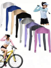 1pc Cooling Arm Sleeve, Made Of Breathable Elastic Quick-Dry Ice Silk, Perfect For Daily Wear, Cycling, Running, Golf, Fishing, Hiking, Basketball, Soccer And Outdoor Activities, Anti-UV, Beach Essential