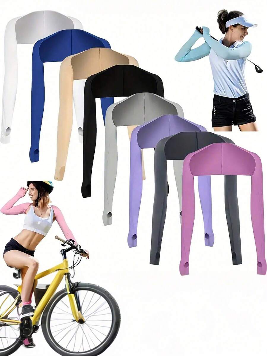 1pc Cooling Arm Sleeve, Made Of Breathable Elastic Quick-Dry Ice Silk, Perfect For Daily Wear, Cycling, Running, Golf, Fishing, Hiking, Basketball, Soccer And Outdoor Activities, Anti-UV, Beach Essential