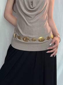 Cadena de cintura/Cinturón estilo retro Semya de metal, banda decorativa de cintura de alta moda para el verano, la escuela
