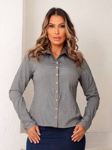 Women Blouses - 灰色 - 查看 7