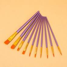 10pcs Vibrant Nylon Hair Paint Brush Set, Plastic Handle Oil/Acrylic/Watercolor/Gouache Painting Brushes, Multi-Color Creative Art Supplies, Suitable For Students, Painting