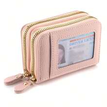 Compact Zip Wallet With Clear ID Window – Stylish PU Leather For Everyday Use - màu đen - Xem 7