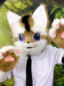 Máscara de cabeza de animal tipo perro, de piel sintética, peluda y esponjosa, disfraz de carnaval, accesorios de cosplay