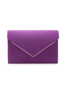 Glitter Women Clutch Purple Color Fashion Lady Evening Bags Party Wedding Chain Shoulder Envelope Design Shoulder Box Purse With Elegant Rhinestones Necklace Earrings Jewelry Set For Wedding Bridal