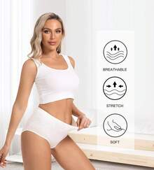 Women's Cotton High Waist Tummy Control Panties Jacquard Ladies Panty Multipack - Comfort - 簡報 04 - 5 件裝 - 白色 - 查看 4