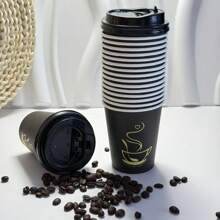 20pcs 8oz Thick Wall Cups With Lids, Suitable For Business Reception, Office And Home