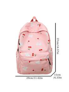 1 Balo học sinh họa tiết nơ/anh đào đơn giản có ngăn đựng máy tính xách tay, chất liệu nylon dung tích lớn, ý tưởng balo đa năng dùng hàng ngày cho bé gái/sinh viên đại học/quý cô/sinh viên mới tốt nghiệp/du lịch/trở lại trường - Hồng - Xem 4
