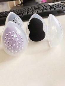 3-Piece Makeup Sponge Storage Box, Porous-Proof Transparent Beauty Sponge Holder, Powder Puff Cosmetic Holder, Travel Portable Breathable Storage Box,Holiday Beach, Bathroom, Bedroom, Large Capacity