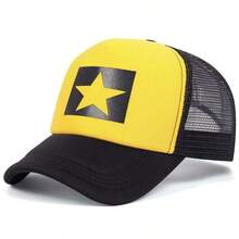 1pc Men's Star Print Baseball Cap, Adjustable Five-Pointed Star Trucker Hat, Casual Mesh Cap For Spring, Autumn, Outdoor, Travel, Beach, Party - Multicolor - View 3