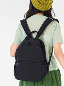 1 件 返校经典基本款大容量书包，带笔记本电脑隔层，时尚百搭多功能背包，简约纯色运动包，优质尼龙学校背包，带可调节肩带和宽敞的多个口袋