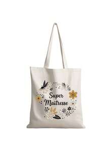 优雅花环帆布单肩包，印花黑色背心手提包和黑色小包，情人节礼物，伴娘个性化婚礼礼品包，化妆包，旅行便捷收纳包，适合购物、旅行和度假，适合赠送家人和朋友，返校季礼物 - 白色 - 查看 14