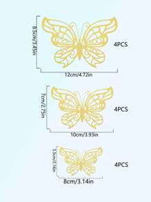 48Pcs Gold Butterfly Decorations 3D Butterfly Wall Decor, Butterfly Party Decorations, Birthday Decorations, Butterflies For Crafts, Cake Decorating, Wall Stickers Room Decor For BabyShower GirlsKids