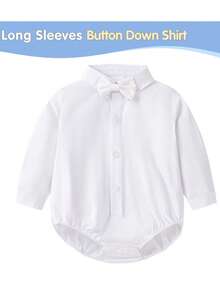 New Summer Children's Baby Boy 4-Piece Suit, White Long-Sleeved Fashionable Top, Detachable Suspenders And Trousers, Suitable For Spring And Summer Home Wear, Suitable For 3-12 Months Baby Suit Clothing