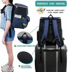Dog Travel Bag Backpack, Airline Approved Dog Bags For Traveling, Puppy Diaper Bag Supplies, Pet Camping Essentials Hiking Accessories Dog Mom Gift, Food Container, Collapsible Bowls, Navy Blue - 藏蓝色 - 查看 7