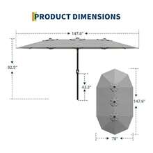 mteryoing 13FT Outdoor Umbrellas For Patio, Double-Sided Rectangular Patio Umbrella Market Umbrella With Base Waterproof And Windproof Fade Resistant Canopy For Deck Pool Garden Backyard - Grey - View 7