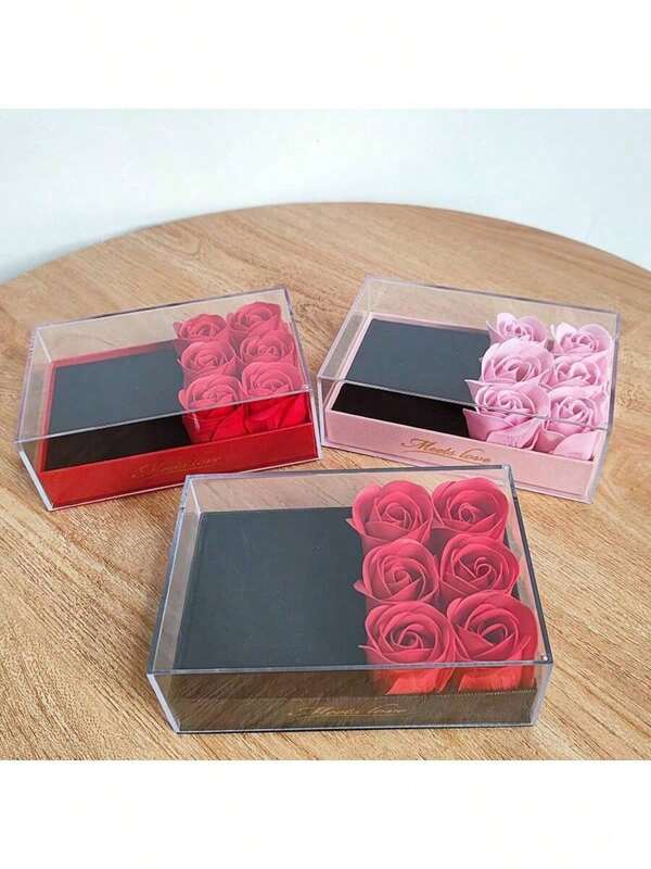 1pc Multi-Color Spring Valentine's Day Immortal Flower Gift Box, Transparent Acrylic Box For Necklace Pendant Ring, Rose Flower Gift Box