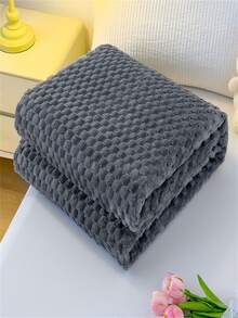1 szt. Wygodny flanelowy koc wełniany – supermiękki, lekki, odpowiedni na każdą porę roku, z sześciokątnym wzorem żakardowym, odpowiedni na Halloween, Boże Narodzenie, kemping i podróż, Dzień Matki, jasnożółty, modny dodatek do sypialni, wełniany koc - Ciemnoszary - Zobacz 3