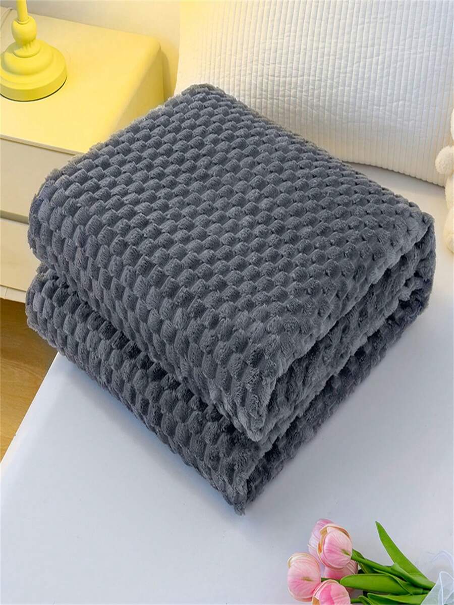 1 pieza Manta de franela y lana cómoda - Súper suave, ligera, adecuada para todas las estaciones con diseño jacquard hexagonal, adecuada para Halloween en el hogar, Navidad, camping y viajes, Día de la Madre, amarillo brillante, accesorio de decoración de moda para dormitorio