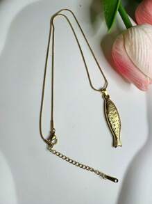 1pc Ocean Element Necklace, Gold Starfish Pendant Stainless Steel Necklace, Suitable For Daily Wear For Women And Men