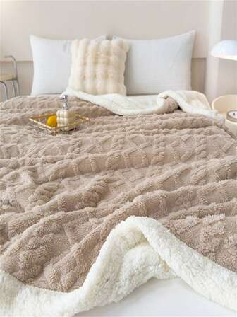 1 件提花波西米亚羊羔绒法兰绒毯子，超柔软舒适毛绒盖毯，适合万圣节、圣诞节、客厅、卧室装饰，粉色法国羊毛凉爽毯，适合夏季