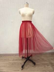 1 件白色新娘派对礼服，配有可拆卸裙裾、松紧腰带和荷叶边，长度 80 厘米，万圣节 - 白色 - 查看 10