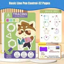 32 页/本可重复使用的书法练习册，学校书法练习册，英文字母学习册，蒙特梭利教育书籍，教育。（包含 2 支书写笔和 1 块橡皮擦） - 彩色 - 查看 10