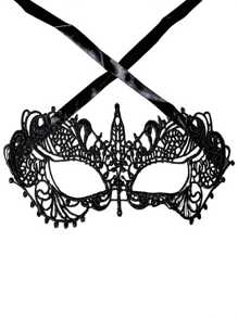 1pc Black Sexy Lace Half Face Mask, Halloween Costume Props For Women
