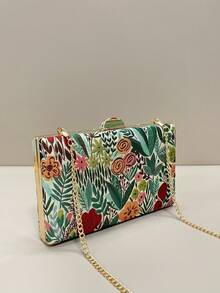Bolsa clutch feminina casual com estampa floral, bolsa para noite com alça de ombro removível, adequada para adolescentes, mulheres, meninas, estudantes e trabalhadores de escritório (padrão aleatório) - Verde - Ver 3