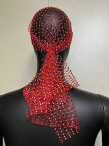 1 peça 90 cm strass embutidos rede de pesca touca de cabelo lenço de cabeça elástico envoltório de cabeça bandana feminina