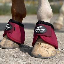 TGW RIDING 2520D Horse Bell Boots No-Turn Horse Bell Boots, Equine Ballistic Hoof Overreach Bell Boot, Pair - Burgundy - View 6