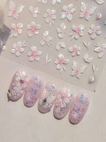 1 Stück Sakura & Schmetterling Nail Art Aufkleber - Rosa Blumen Nagel Aufkleber, selbstklebender Maniküre Dekor für Nail Art Charms, Herbst & Winter DIY.