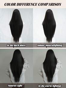 NAMM 32英寸优雅黑色长款层次剪裁假发，女士款，丝滑合成纤维，适合日常办公佩戴 - Sakura Celebrations 魅力派对街头风摄影 - 女孩礼物假发配件 - 黑色 - 查看 8