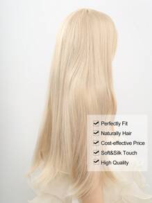 儿童长款金色直发假发，带刘海的儿童金色假发，女童浅金色长款假发，合成假发