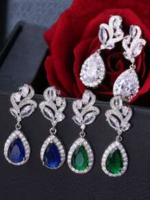 1 paire de boucles d'oreilles de mariée asymétriques avec design de goutte d'eau, accessoire de mode pour un port quotidien pour femmes
