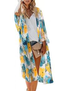 Women's Long Lace Kimono Cover Ups Tops Lightweight Summer Cardigan Dusters Sheer Boho Beach Plus Size Maxi XX-Large White At  Women's Clothing Store - Big Flower Folds - View 1