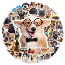 50 pièces Autocollants décoratifs de la série de chiens réalistes pour étui de téléphone, graffiti, ordinateur portable, casque, planche à roulettes, décoration DIY, autocollant créatif