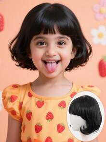 1pc Synthetic Short Straight ' Bob Wig - Costume Wig For Girls - 黑色 - 查看 8