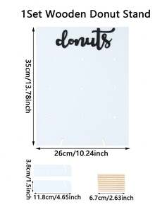 1 套木制甜甜圈展示架（可放置 9 个甜甜圈）、节日派对食物展示架、DIY 甜点装饰道具甜甜圈支架、蛋糕装饰架、生日派对蛋糕架、蛋糕支架、蛋糕装饰、婴儿派对装饰蛋糕架、婚礼甜点托盘、性别揭秘派对用品甜甜圈架、木制食物托盘、宴会甜点展示架、蛋糕托盘