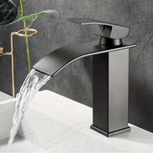 Bathroom Waterfall Faucet, Stainless Steel Square Spout Sink Faucet, Mirror Finished Hot And Cold Water Basin Faucet