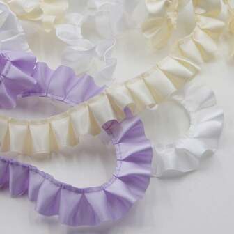 1pc 5m Pleated Edging Trim Fabric, DIY Clothing Dress Skirt Hem Craft Accessories And Decorations