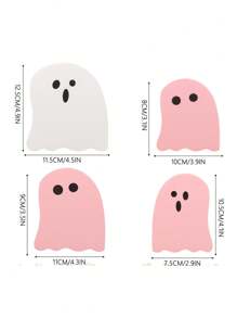 4 件可爱鬼魂系列木制工艺品万圣节装饰，创意家居桌面装饰用品 - 彩色 - 查看 6
