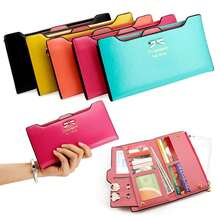 Women Ladies Long Leather Bifold Wallet Ultra Slim Thin Wallet Cute Bow Purse Clutch Multi Slots ID Credit Card Holder Wallet - màu đen - Xem 1