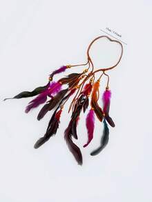 1 件女式多色纯色波西米亚流苏羽毛头饰花朵头带，新娘婚礼旅行派对装饰优雅发饰，适合日常使用万圣节